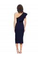 Best Sleeveless Midi Length One Shoulder Sheath Stretch Crepe Evening Dress UK