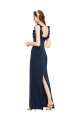 Best Sleeveless Low Back Long Scoop Neck Sheath Evening Gown UK