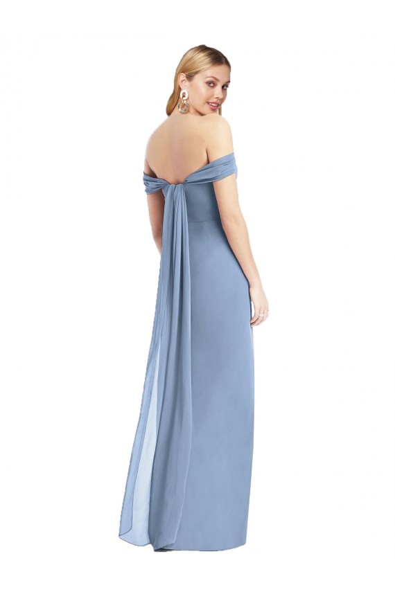 Best Sleeveless Low Back Long Off the Shoulder Mermaid Maxi Evening Dress UK