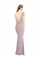 Best Cap Sleeves Tie Back Long Boat Neck Mermaid Evening Dress UK