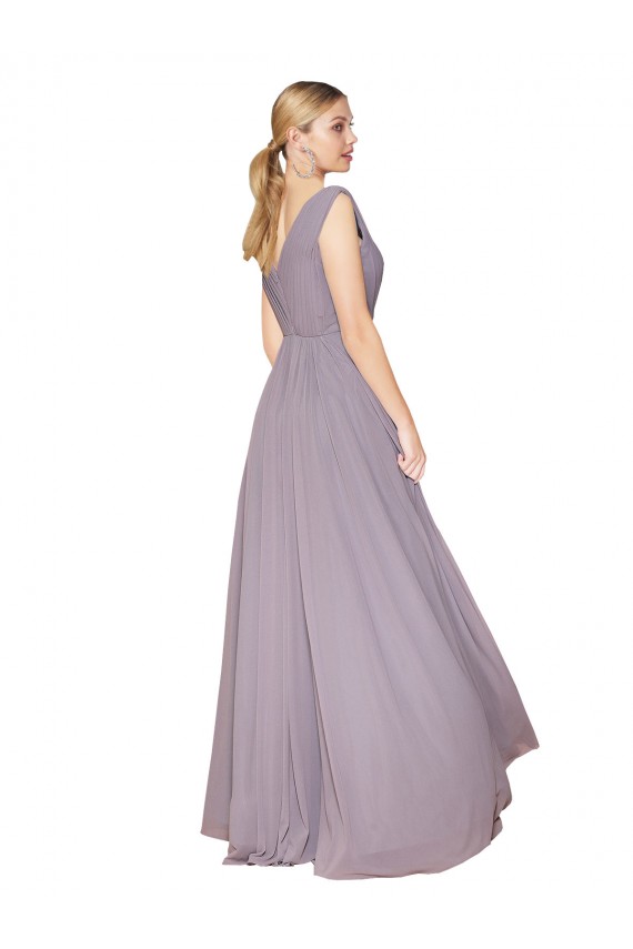 Best Sleeveless V-Back Long High Neck A-Line Soft Chiffon Evening Dress UK