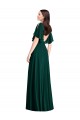 Best Bell Sleeves V-Back Long Bateau Neck A-Line Maxi Evening Dress UK