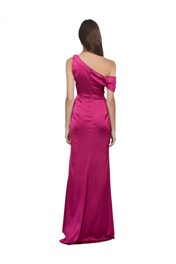 Best Sleeveless Long One Shoulder A-Line Stretch Satin Evening Dress UK