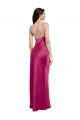 Best Sleeveless Low Back Long V-Neck A-Line Stretch Satin Sexy Evening Dress UK