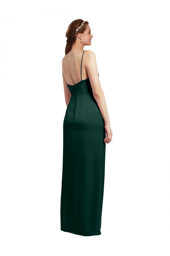 Best Sleeveless Low Back Long Square Neck Column Evening Dress UK