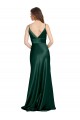 Best Sleeveless V-Back Long High Neck Sheath Stretch Satin Evening Dress UK