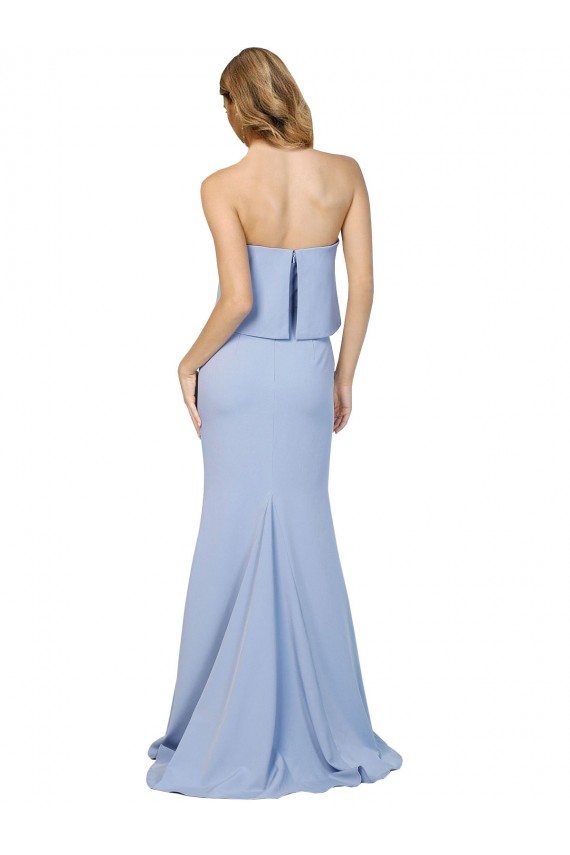 Best Sleeveless Low Back Long Strapless A-Line Stretch Crepe Evening Dress UK