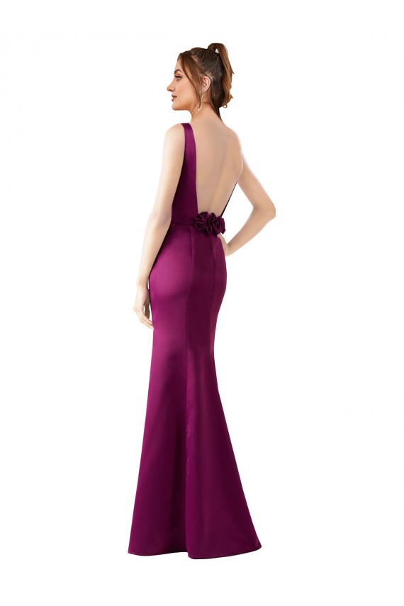 Best Sleeveless Open Back Long Bateau Neck Sheath Sexy Evening Dress UK