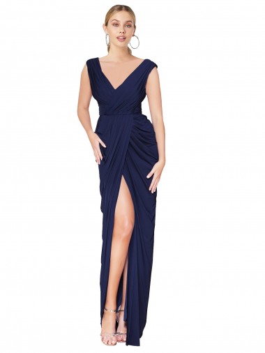 Best Sleeveless V-Back Long High Neck Mermaid Soft Chiffon Sexy Evening Dress UK