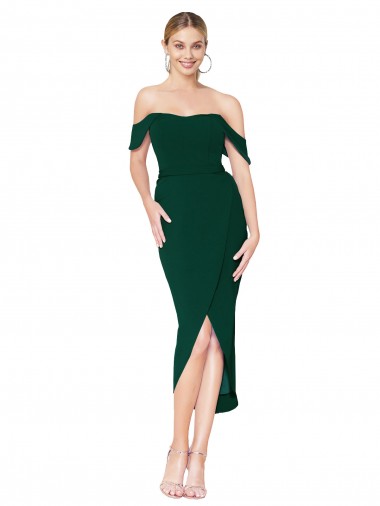 Best Sleeveless Knee Length High Neck Mermaid Midnight Green Evening Dress UK