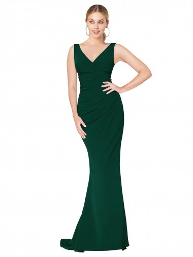 Best Sleeveless Long High Neck Mermaid Midnight Green Evening Dress UK