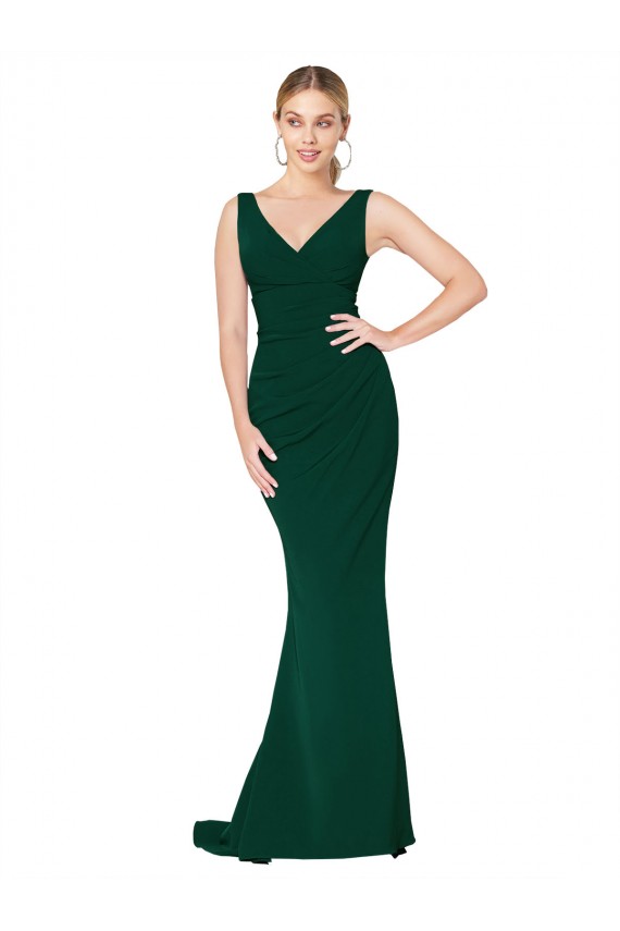 Best Sleeveless Long High Neck Mermaid Midnight Green Evening Dress UK