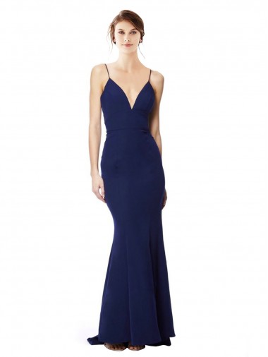 Best Sleeveless Open Back Long High Neck Mermaid Stretch Crepe Maxi Evening Dress UK