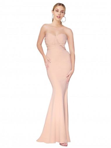 Best Sleeveless Long High Neck Mermaid Nude Evening Dress UK