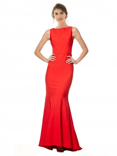 Best Sleeveless Open Back Long High Neck Mermaid Red Evening Dress UK