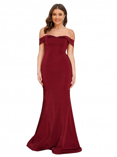 Best Sleeveless Long Off the Shoulder Mermaid Plus Size Evening Dress UK