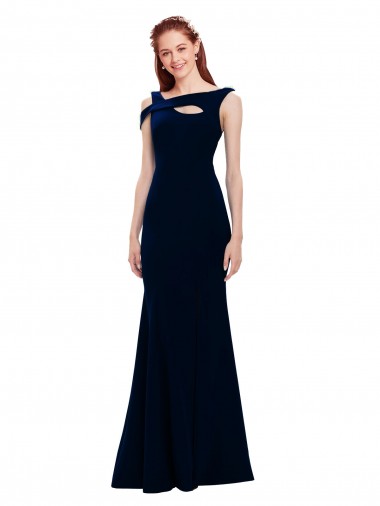 Best Sleeveless Long Off the Shoulder Mermaid Stretch Crepe Evening Dress UK