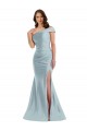 Best Sleeveless Long One Shoulder Mermaid Silky Satin Evening Dress UK