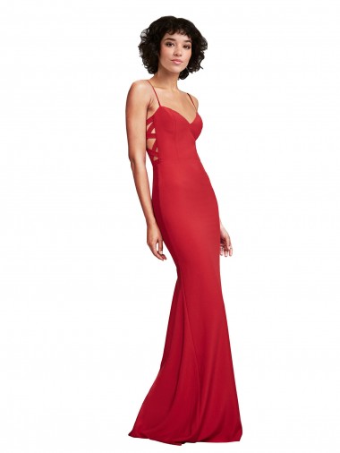 Best Sleeveless Long Spaghetti Straps Mermaid Evening Dress UK