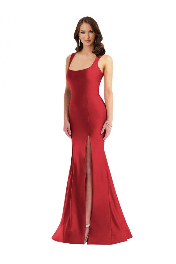 Best Sleeveless Long Square Neck Mermaid Plus Size Evening Dress UK