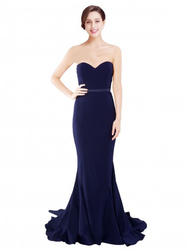 Best Sleeveless Low Back Sweep Train Strapless Mermaid Semi Formal Evening Dresses UK