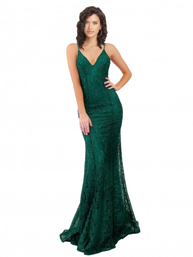 Best Sleeveless Open Back Long V-Neck Mermaid Semi Formal Evening Dress UK