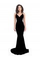 Best Sleeveless Open Back Long V-Neck Mermaid Black Sexy Evening Dress UK