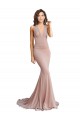 Best Sleeveless Low Back Long V-Neck Mermaid Spandex Sexy Evening Dress UK