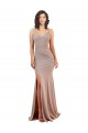 Best Sleeveless Low Back Long V-Neck Mermaid Stretch Crepe Sexy Evening Dress UK