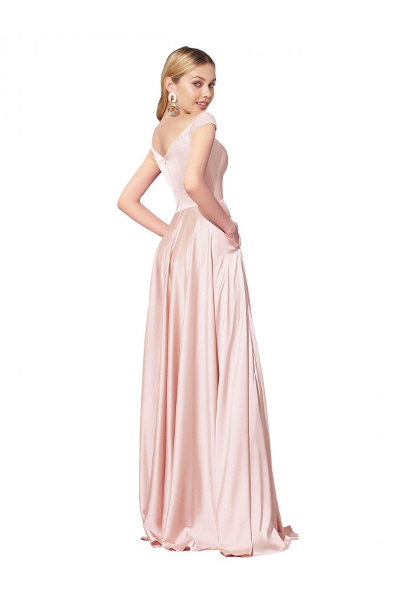 Best Sleeveless Long High Neck A-Line Satin Evening Dresses UK