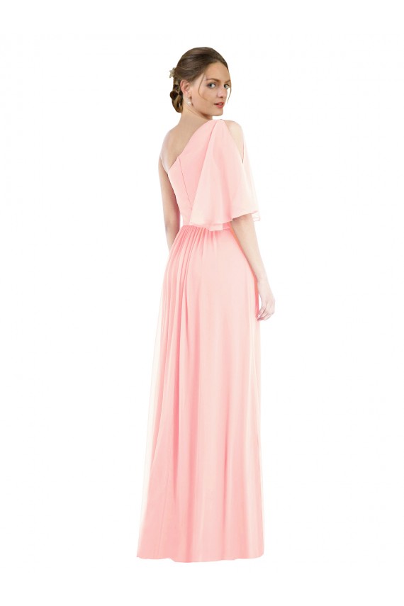 Best Bell Sleeves Long One Shoulder A-Line Maxi Evening Dress UK