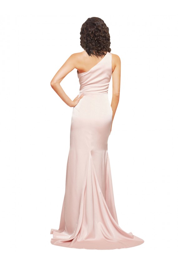 Best Sleeveless Long One Shoulder Sheath Pink Sexy Evening Dress UK