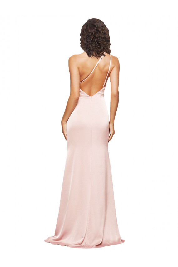 Best Sleeveless Low Back Long One Shoulder Sheath Evening Dress UK