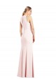 Best Sleeveless Keyhole Back Long V-Neck Trumpet Stretch Crepe Semi Formal Evening Dress UK