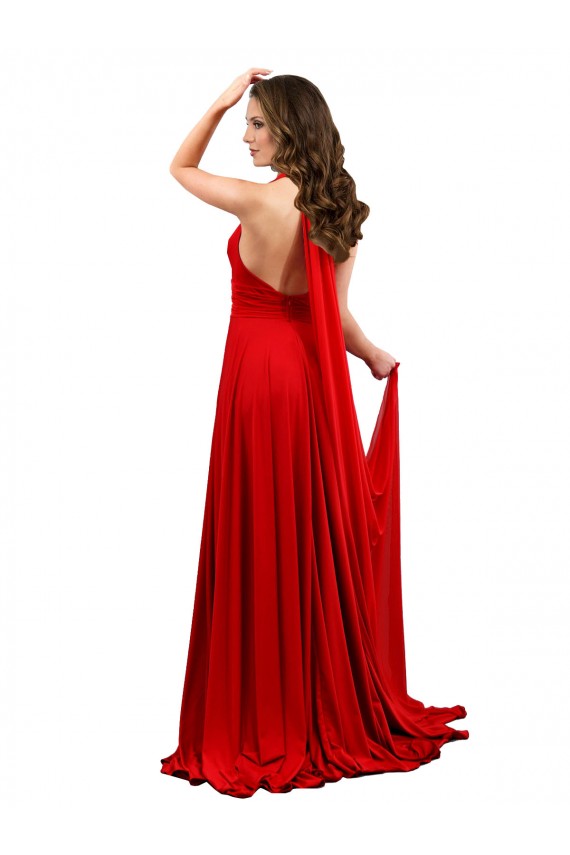 Best Sleeveless Open Back Long Halter Neck A-Line Sexy Evening Dress UK