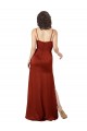 Best Sleeveless Low Back Long Square Neck A-Line Silky Satin Evening Dress UK