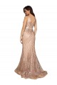 Best Sleeveless V-Back Long V-Neck Mermaid Sparkling Sequin Plus Size Evening Dress UK