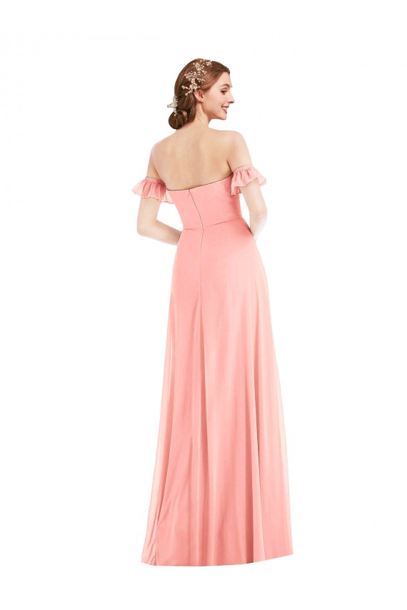 Best Flutter Sleeves Long Off the Shoulder A-Line Maxi Evening Dress UK