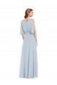 Best Half Sleeves Long V-Neck A-Line Maxi Evening Dress UK