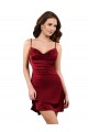 Best Sleeveless Open Back Midi Length Cowl Neck Sheath Burgundy Sexy Evening Dress UK