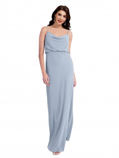 Best Sleeveless V-Back Long Cowl Neck Sheath Evening Gown UK