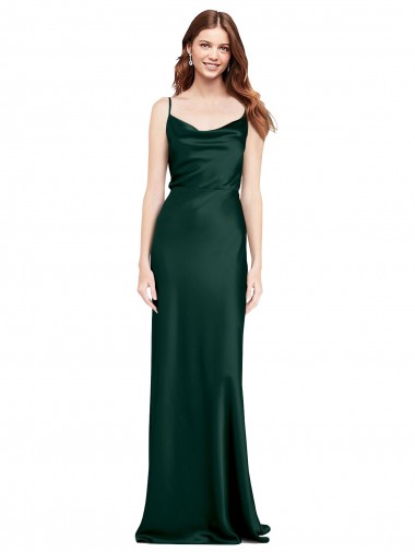 Best Sleeveless V-Back Long Cowl Neck Sheath Evening Dress UK