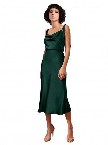 Best Sleeveless Midi Length Cowl Neck Sheath Evening Dress UK