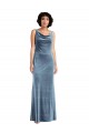 Best Sleeveless V-Back Long Cowl Neck Sheath Maxi Evening Dress UK