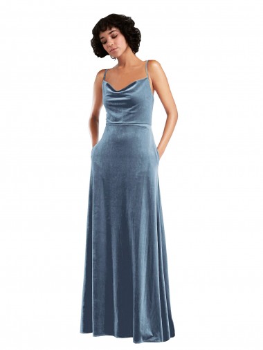 Best Sleeveless Open Back Long Cowl Neck Sheath Maxi Evening Dress UK