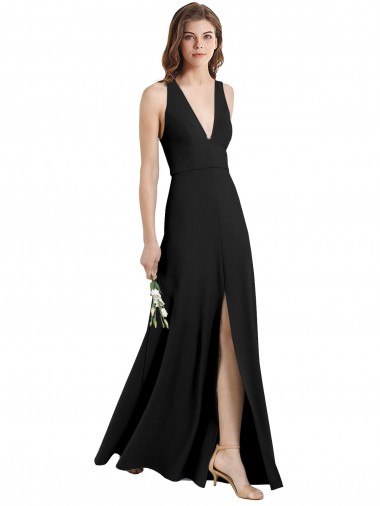 Best Sleeveless Long High Neck Sheath Black Evening Dress UK