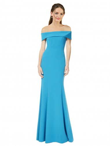 Best Sleeveless Long Off the Shoulder Sheath Stretch Crepe Evening Dress UK