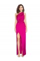 Best Sleeveless Long One Shoulder Sheath Silky Satin Sexy Evening Dress UK