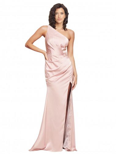 Best Sleeveless Low Back Long One Shoulder Sheath Evening Dress UK