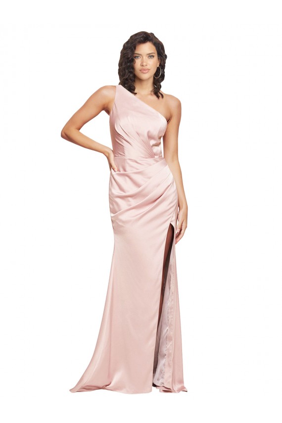 Best Sleeveless Low Back Long One Shoulder Sheath Evening Dress UK